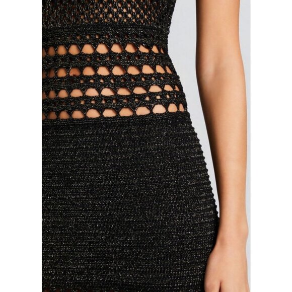 💕RETROFETE💕 Avril Knit Crochet Dress ~ Metallic Black and Gold Medium - Picture 9 of 16